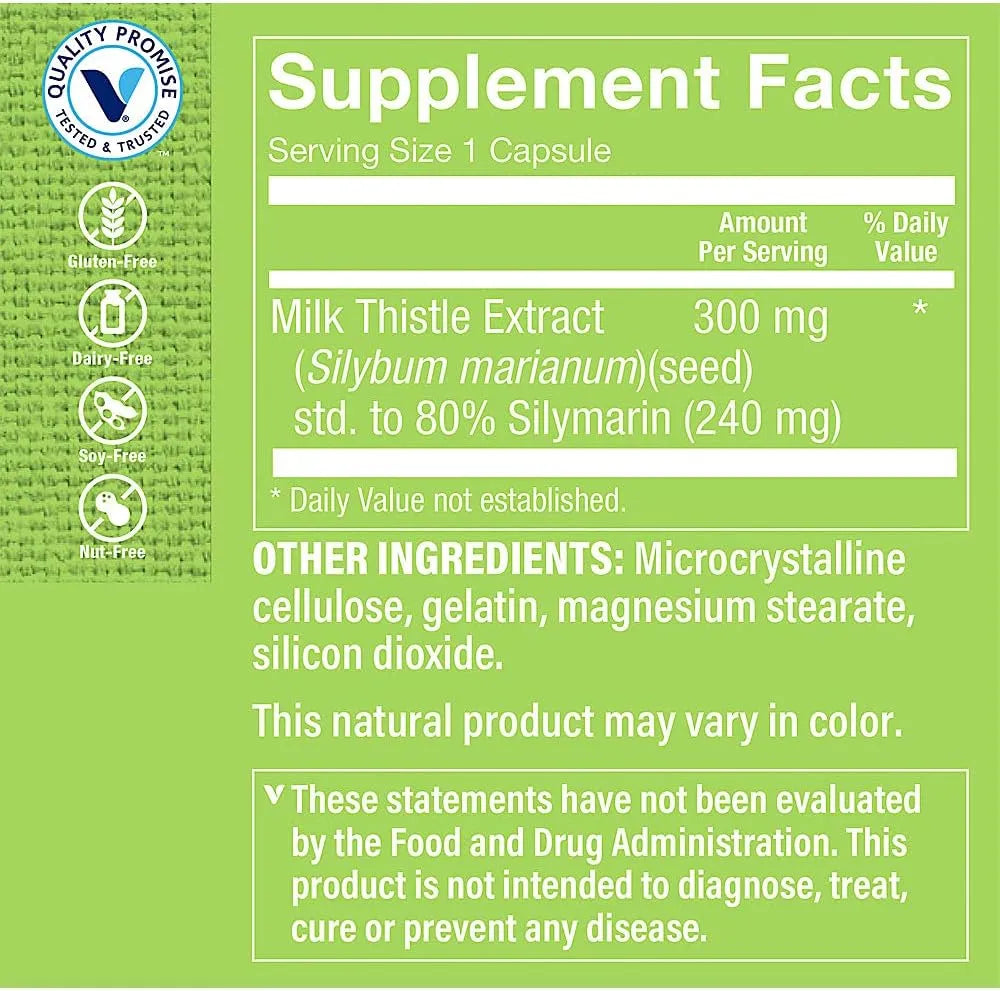 THE VITAMIN SHOPPE - The Vitamin Shoppe Milk Thistle Extract 300Mg. 200 Capsulas - The Red Vitamin MX - Suplementos Alimenticios - {{ shop.shopifyCountryName }}