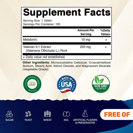 VITAMATIC - Vitamatic Melatonin 10Mg. with Valerian Root 4:1 Extract 120 Tabletas - The Red Vitamin MX - Suplementos Alimenticios - {{ shop.shopifyCountryName }}