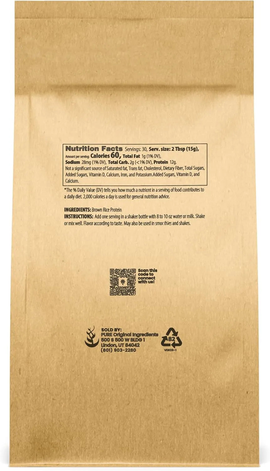 PURE ORIGINAL INGREDIENTS - Pure Original Ingredients Brown Rice Vegan Protein Powder 453Gr. - The Red Vitamin MX - Suplementos Alimenticios - {{ shop.shopifyCountryName }}