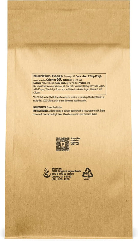 PURE ORIGINAL INGREDIENTS - Pure Original Ingredients Brown Rice Vegan Protein Powder 453Gr. - The Red Vitamin MX - Suplementos Alimenticios - {{ shop.shopifyCountryName }}