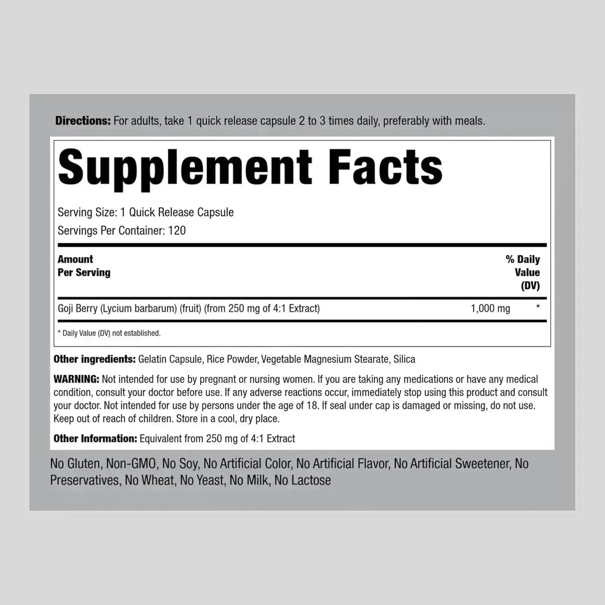 PIPING ROCK - Piping Rock Goji Berry 1000Mg. 120 Capsulas - The Red Vitamin MX - Suplementos Alimenticios - {{ shop.shopifyCountryName }}