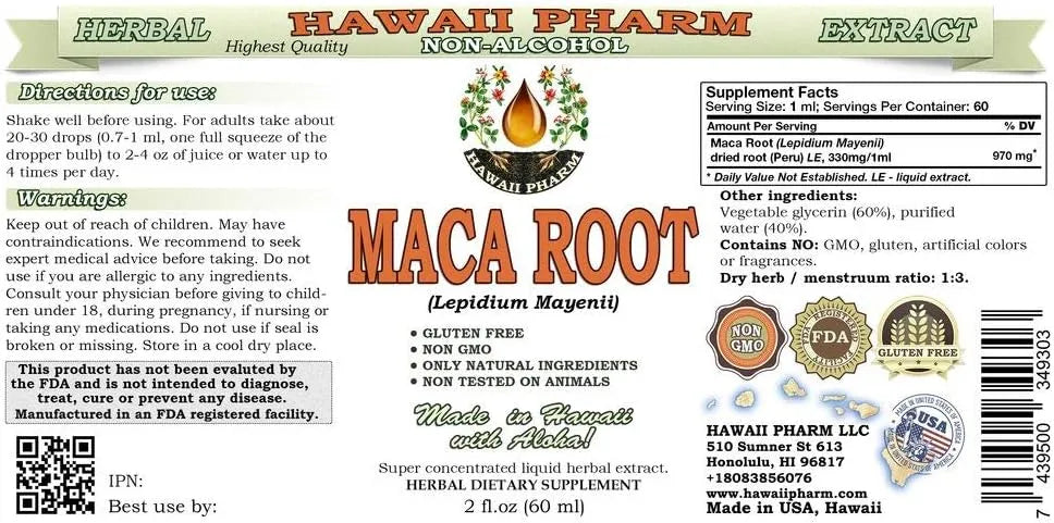 HAWAIIPHARM - Hawaii Pharm Maca Root 2 Fl.Oz. - The Red Vitamin MX - Suplementos Alimenticios - {{ shop.shopifyCountryName }}