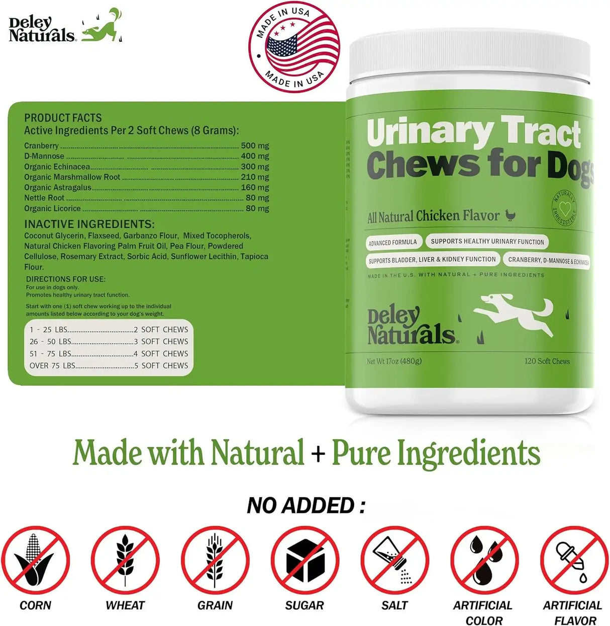 DELEY NATURALS - Deley Naturals Dog UTI Prevention 120 Masticables - The Red Vitamin MX - Salud De Tracto Urinario Para Perros - {{ shop.shopifyCountryName }}