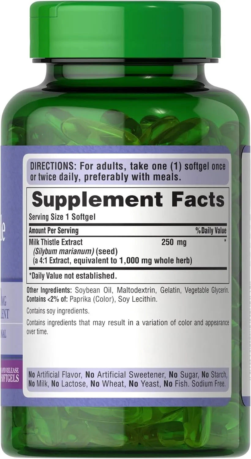 PURITAN'S PRIDE - Puritan's Pride Milk Thistle 1000Mg. 180 Capsulas Blandas 2 Pack - The Red Vitamin MX - Suplementos Alimenticios - {{ shop.shopifyCountryName }}