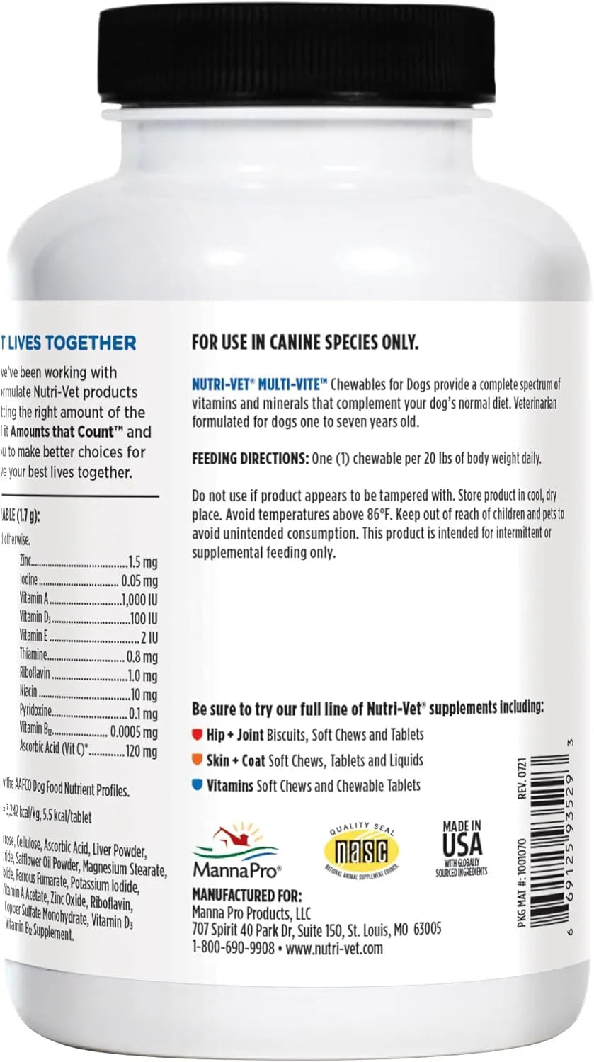 NUTRI-VET - Nutri-Vet Multi-Vite Chewables for Adult Dogs 180 Masticables - The Red Vitamin MX - Multivitamínicos Para Perros - {{ shop.shopifyCountryName }}