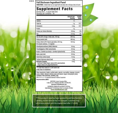 IRWIN NATURALS - Irwin Naturals Ginkgo Smart 120 Capsulas Blandas - The Red Vitamin MX - Suplementos Alimenticios - {{ shop.shopifyCountryName }}