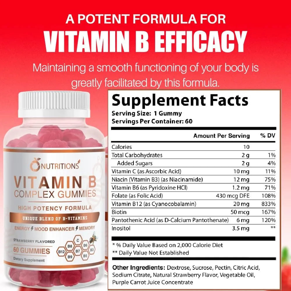 O NUTRITIONS - O NUTRITIONS Vitamin B Complex Vegan Gummies 60 Gomitas - The Red Vitamin MX - Suplementos Alimenticios - {{ shop.shopifyCountryName }}