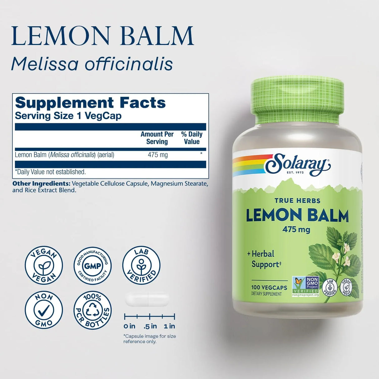 SOLARAY - SOLARAY Lemon Balm 475Mg. 100 Capsulas - The Red Vitamin MX - Suplementos Alimenticios - {{ shop.shopifyCountryName }}