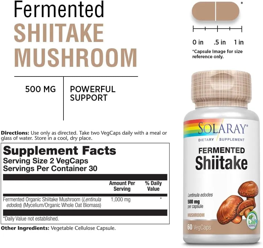 SOLARAY - SOLARAY Fermented Shiitake Mushroom 1000Mg. 60 Capsulas - The Red Vitamin MX - Suplementos Alimenticios - {{ shop.shopifyCountryName }}