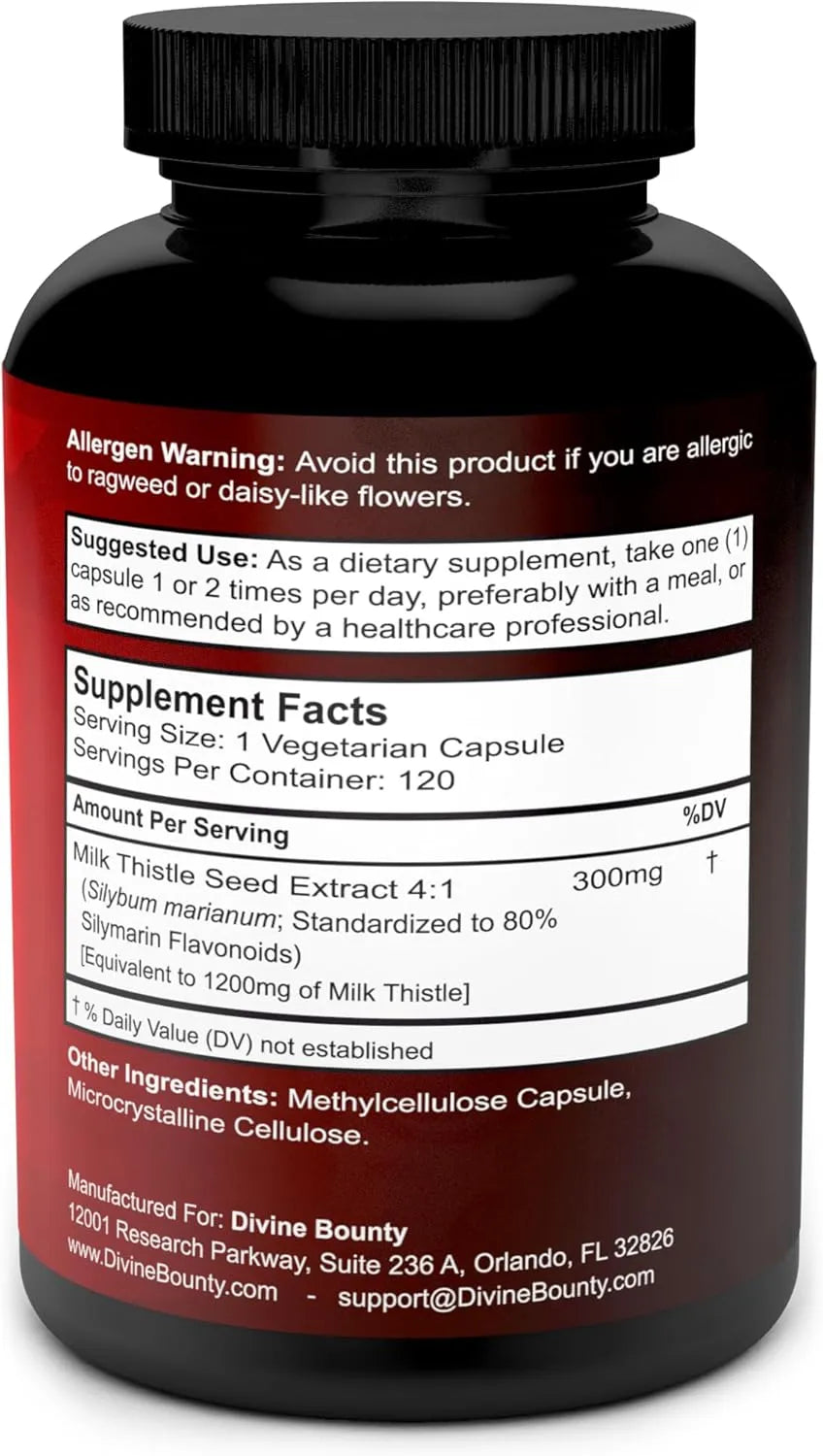 DIVINE BOUNTY - Divine Bounty Pure Milk Thistle 1200Mg. 120 Capsulas - The Red Vitamin MX - Suplementos Alimenticios - {{ shop.shopifyCountryName }}