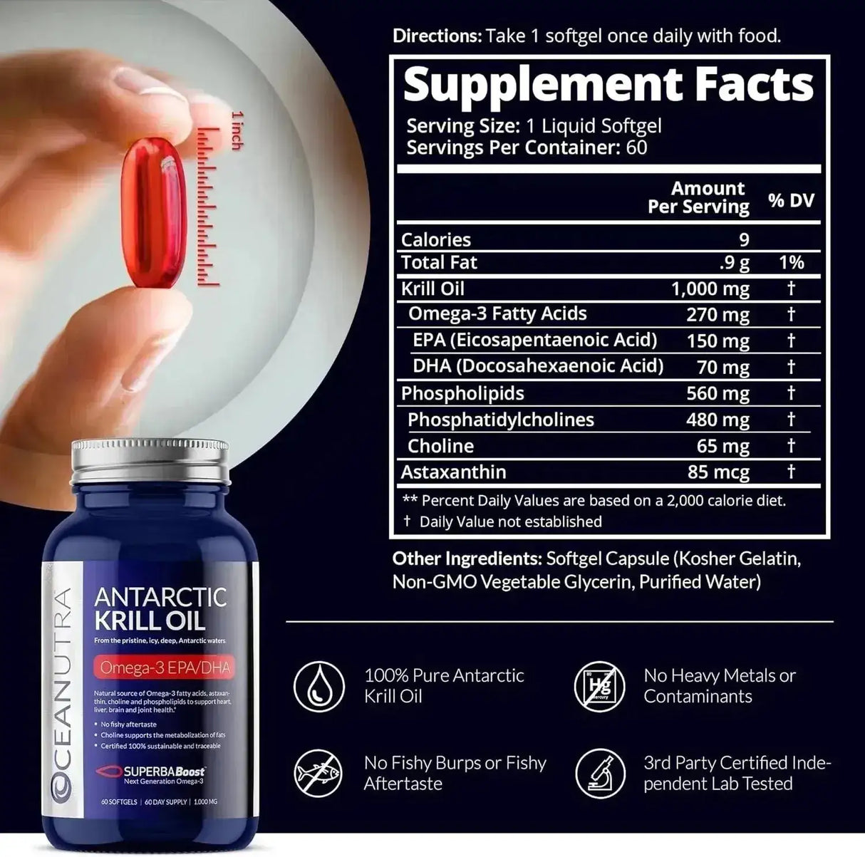 OCEANUTRA - Oceanutra 100% Pure Krill Oil 1000Mg. 60 Capsulas Blandas - The Red Vitamin MX - Suplementos Alimenticios - {{ shop.shopifyCountryName }}