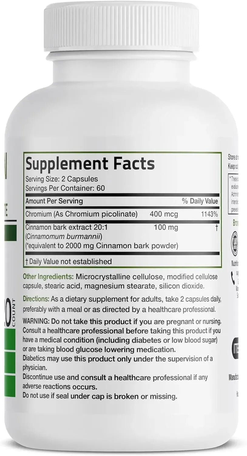 BRONSON - Bronson Cinnamon Plus Chromium Picolinate 120 Capsulas - The Red Vitamin MX - Suplementos Alimenticios - {{ shop.shopifyCountryName }}