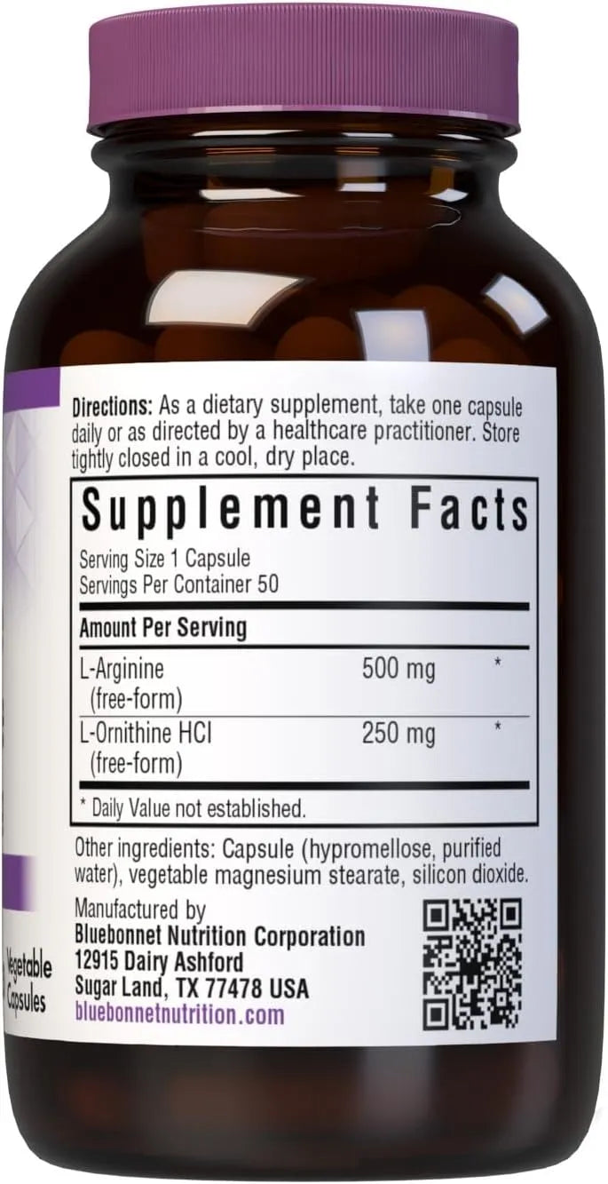 BLUEBONNET NUTRITION - Bluebonnet Nutrition L-Arginine 500Mg. L-Orinithine 250Mg. 50 Capsulas - The Red Vitamin MX - Suplementos Alimenticios - {{ shop.shopifyCountryName }}
