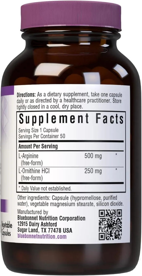 BLUEBONNET NUTRITION - Bluebonnet Nutrition L-Arginine 500Mg. L-Orinithine 250Mg. 50 Capsulas - The Red Vitamin MX - Suplementos Alimenticios - {{ shop.shopifyCountryName }}