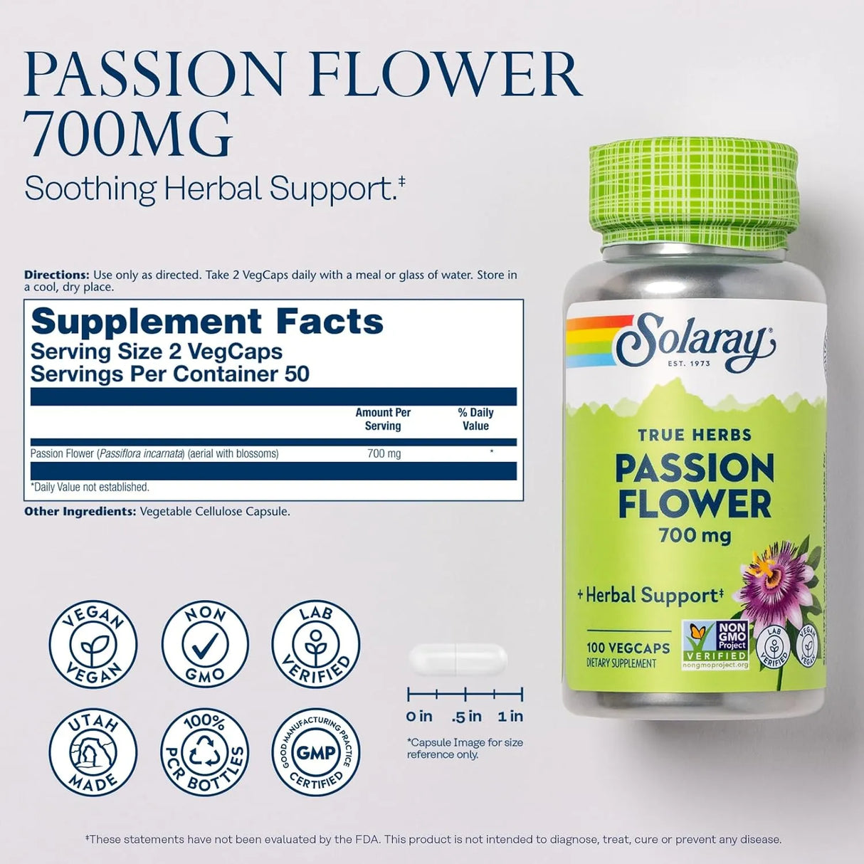 SOLARAY - SOLARAY Passion Flower 700Mg. 100 Capsulas - The Red Vitamin MX - Suplementos Alimenticios - {{ shop.shopifyCountryName }}