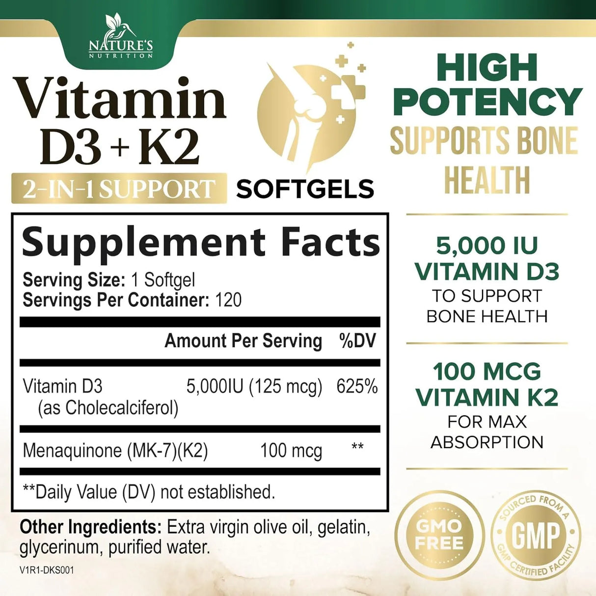 NATURE'S NUTRITION - Nature's Nutrition Vitamin D3 K2 120 Capsulas Blandas - The Red Vitamin MX - Suplementos Alimenticios - {{ shop.shopifyCountryName }}