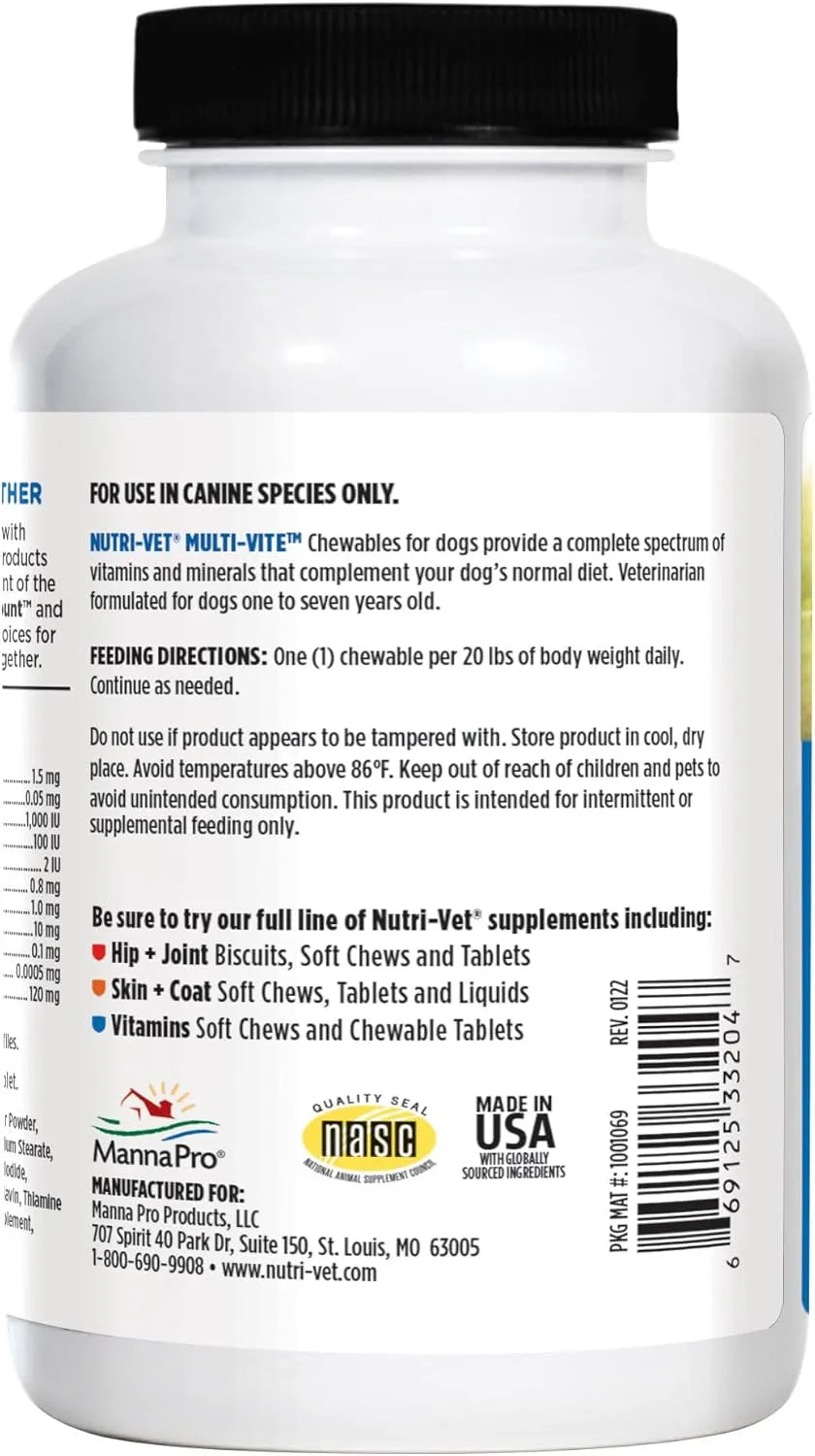 NUTRI-VET - Nutri-Vet Multi-Vite Chewables for Adult Dogs 120 Masticables - The Red Vitamin MX - Multivitamínicos Para Perros - {{ shop.shopifyCountryName }}