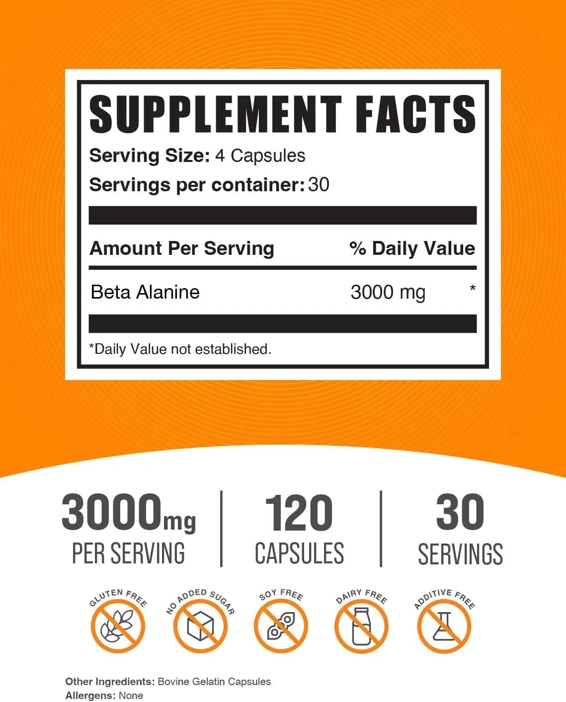 BULK SUPPLEMENTS - Bulk Supplements Beta Alanine 3000Mg. 120 Capsulas - The Red Vitamin MX - Suplementos Alimenticios - {{ shop.shopifyCountryName }}