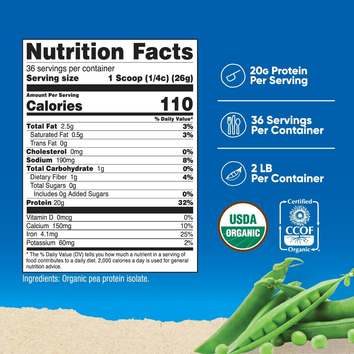 NUTRICOST - Nutricost Organic Pea Protein Isolate Powder Unflavored 907Gr. - The Red Vitamin MX - Suplementos Alimenticios - {{ shop.shopifyCountryName }}