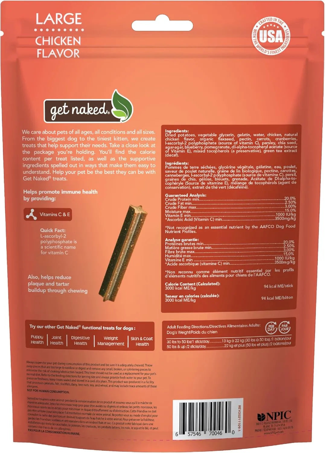 GET NAKED - Get Naked Grain Free Super Antioxidant Dental Chew Sticks Large 187Gr. - The Red Vitamin MX - Cuidado Dental Para Perros - {{ shop.shopifyCountryName }}