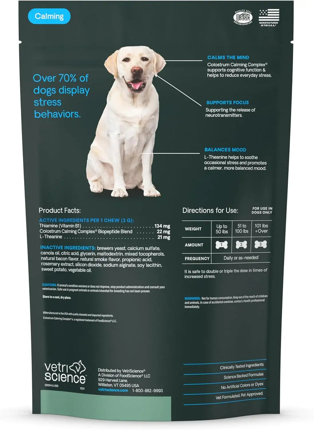 VETRISCIENCE - VetriScience Long Lasting Calm & Confident Calming Chews Bacon 60 Masticables - The Red Vitamin MX - Relajantes Para Perros - {{ shop.shopifyCountryName }}