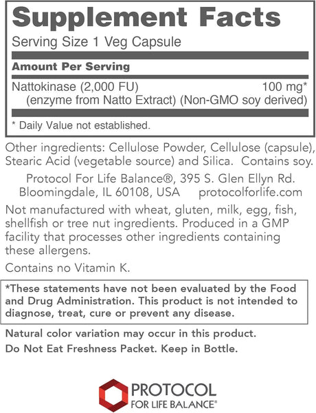 PROTOCOL FOR LIFE BALANCE - Protocol Nattokinase 100Mg. 60 Capsulas - The Red Vitamin MX - Suplementos Alimenticios - {{ shop.shopifyCountryName }}