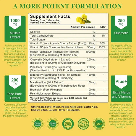 LUKAREE - Lukaree 9 in 1 Mullein Gummies 60 Gomitas - The Red Vitamin MX - Suplementos Alimenticios - {{ shop.shopifyCountryName }}