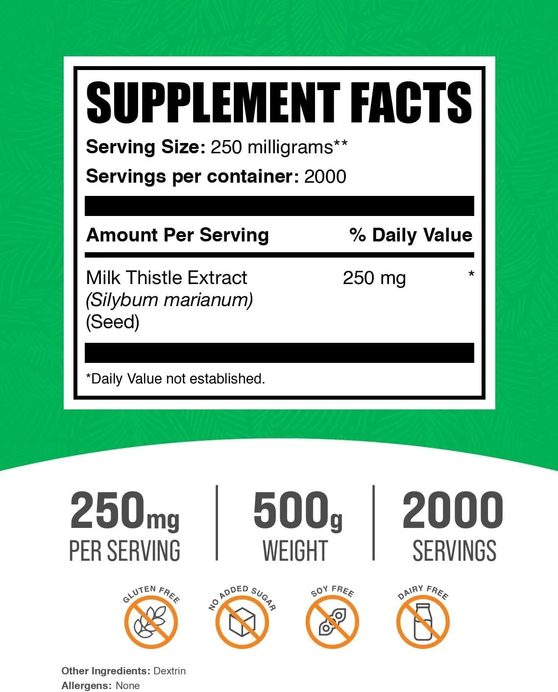 BULK SUPPLEMENTS - Bulk Supplements Milk Thistle Extract Powder 500Gr. - The Red Vitamin MX - Suplementos Alimenticios - {{ shop.shopifyCountryName }}