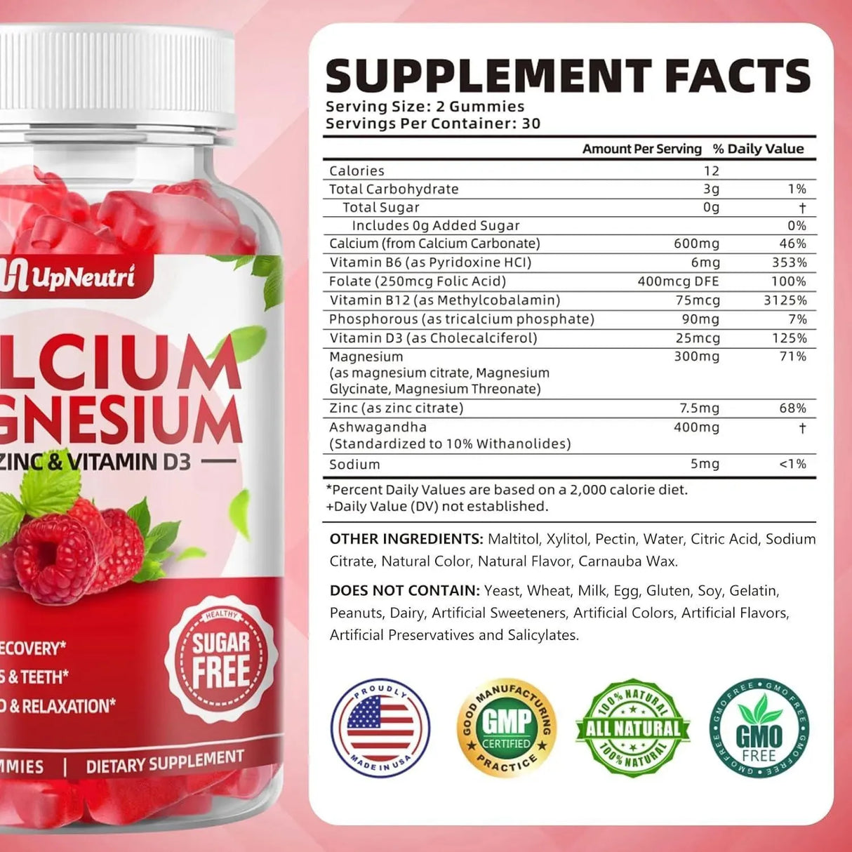 UPNEUTRI - UPNEUTRI Calcium Magnesium Zinc with Vitamin D3 Raspberry Flavor 60 Gomitas - The Red Vitamin MX - Suplementos Alimenticios - {{ shop.shopifyCountryName }}