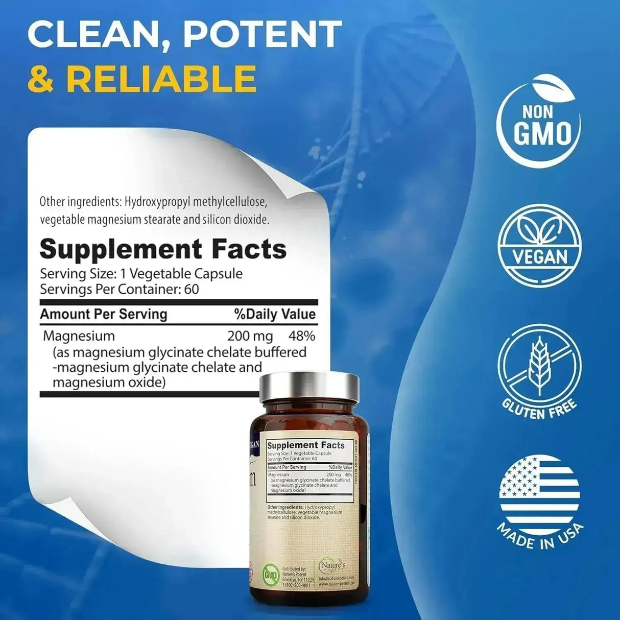 NATURE'S POTENT - Nature's Potent Magnesium Glycinate 200Mg. 60 Capsulas - The Red Vitamin MX - Suplementos Alimenticios - {{ shop.shopifyCountryName }}