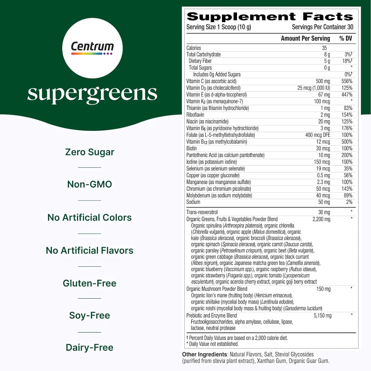 CENTRUM - Centrum Supergreens Superfood Powder 300Gr. - The Red Vitamin MX - Suplementos Alimenticios - {{ shop.shopifyCountryName }}