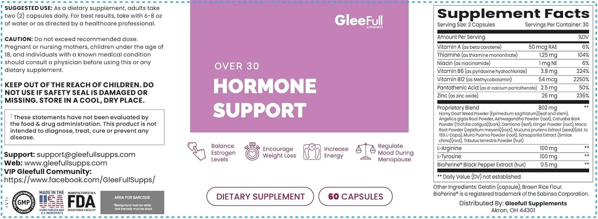 GLEEFULL - GleeFull Over 30 Hormone Support 60 Capsulas - The Red Vitamin MX - Suplementos Alimenticios - {{ shop.shopifyCountryName }}