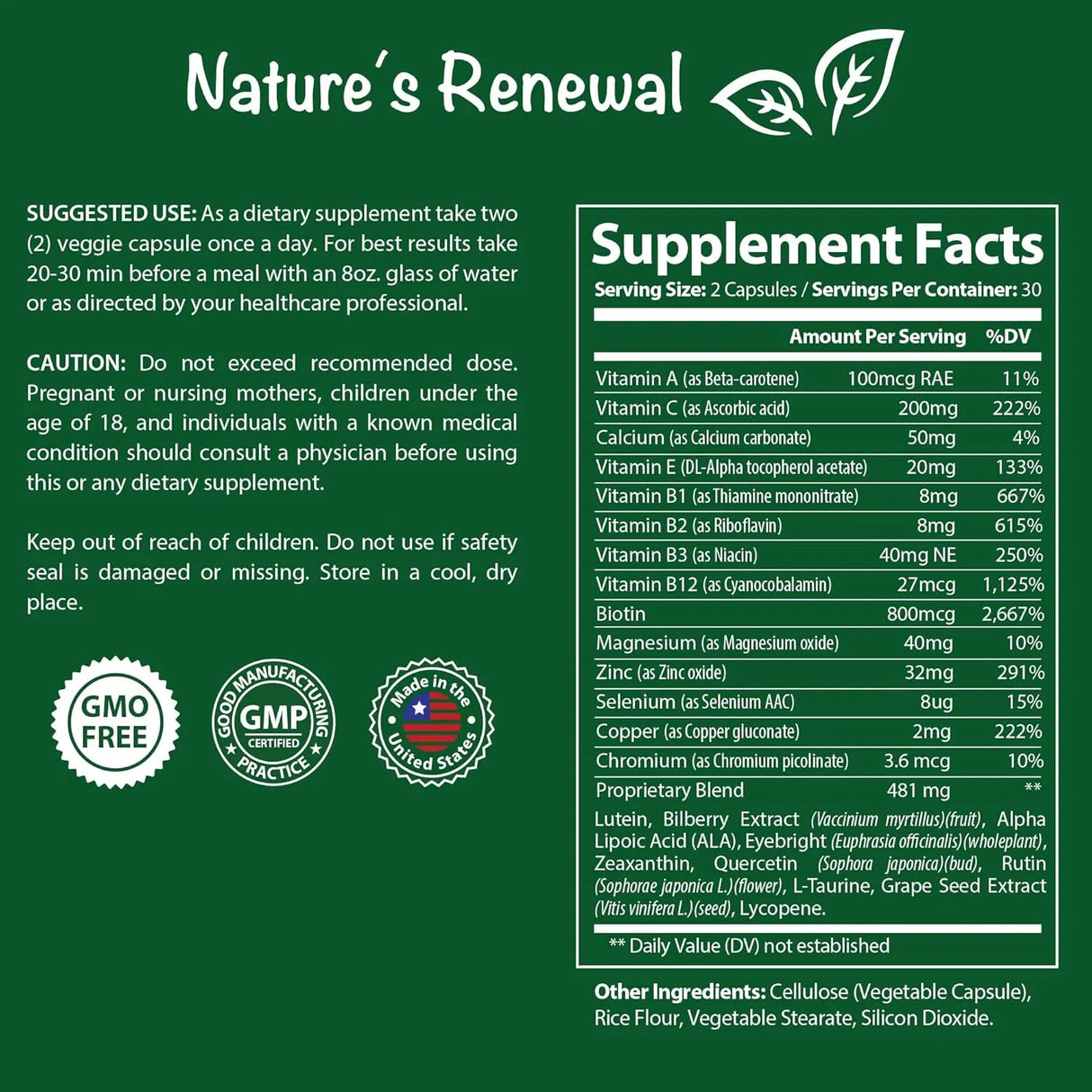NATURE'S RENEWAL - Nature's Renewal Eye Health Complex 60 Capsulas - The Red Vitamin MX - Suplementos Alimenticios - {{ shop.shopifyCountryName }}