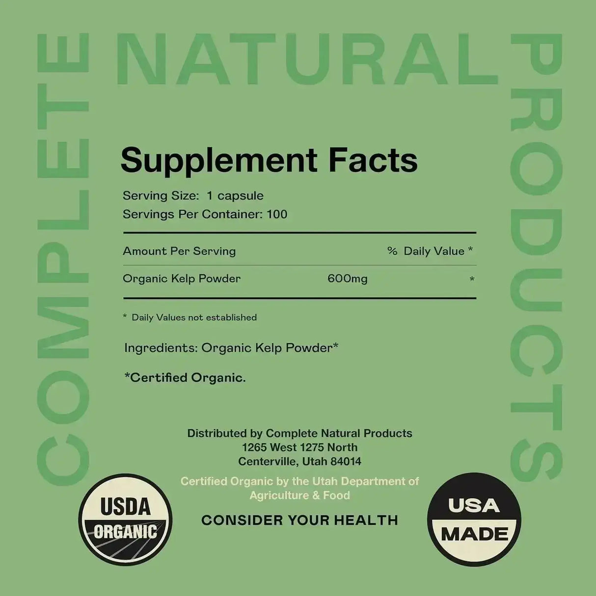 COMPLETE NATURAL PRODUCTS - Complete Natural Products Raw Sea Kelp 600Mg. 100 Capsulas - The Red Vitamin MX - Suplementos Alimenticios - {{ shop.shopifyCountryName }}