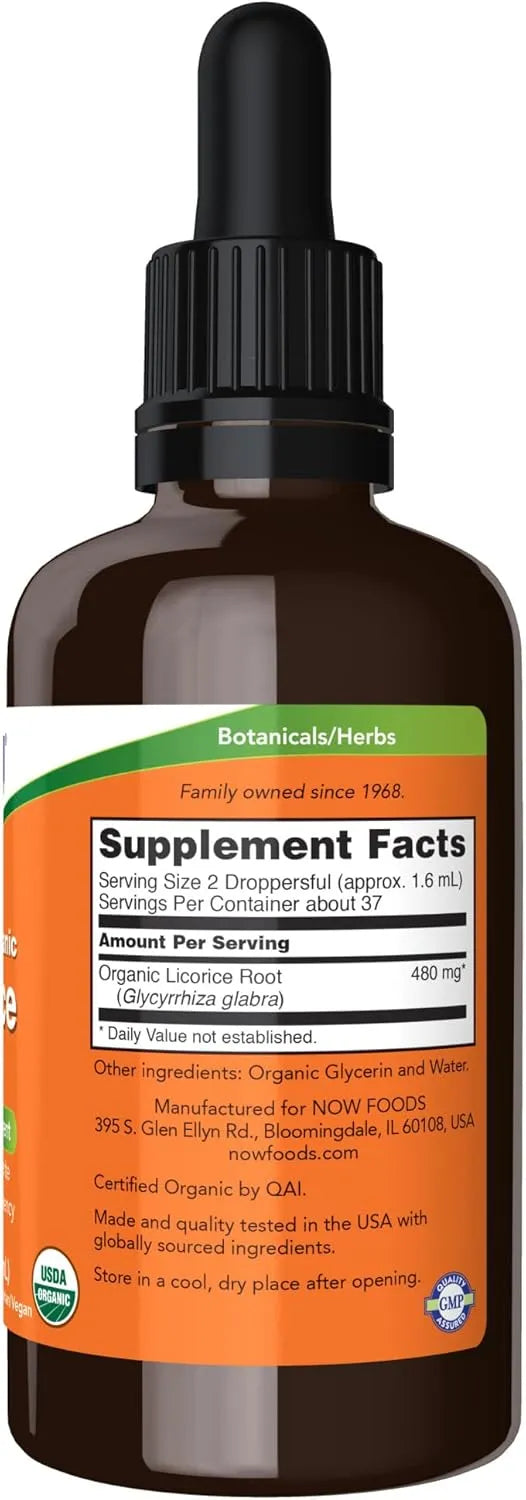 NOW SUPPLEMENTS - NOW Foods Supplements Certified Organic Licorice Root 2 Fl.Oz. - The Red Vitamin MX - Suplementos Alimenticios - {{ shop.shopifyCountryName }}