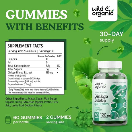WILD & ORGANIC - Wild & Organic Ginkgo Biloba 120Mg. 60 Gomitas - The Red Vitamin MX - Suplementos Alimenticios - {{ shop.shopifyCountryName }}
