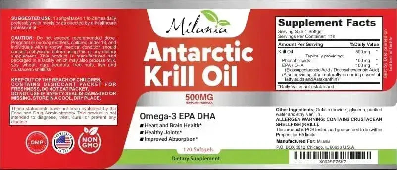 MILANIA - Milania Antarctic Krill Oil 500Mg. 120 Capsulas Blandas - The Red Vitamin MX - Suplementos Alimenticios - {{ shop.shopifyCountryName }}