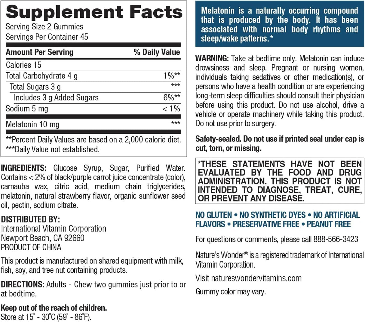 NATURE'S WONDER - Nature's Wonder Melatonin 10Mg. 90 Gomitas - The Red Vitamin MX - Suplementos Alimenticios - {{ shop.shopifyCountryName }}