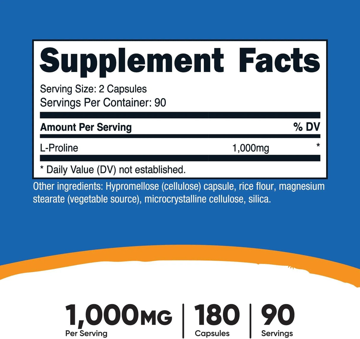 NUTRICOST - Nutricost L-Proline 1000Mg. 180 Capsulas - The Red Vitamin MX - Suplementos Alimenticios - {{ shop.shopifyCountryName }}