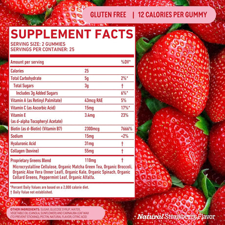 8GREENS - 8Greens Supergreens Beauty Gummies with Collagen & Biotin Strawberry Flavored 50 Gomitas - The Red Vitamin MX - Suplementos Alimenticios - {{ shop.shopifyCountryName }}