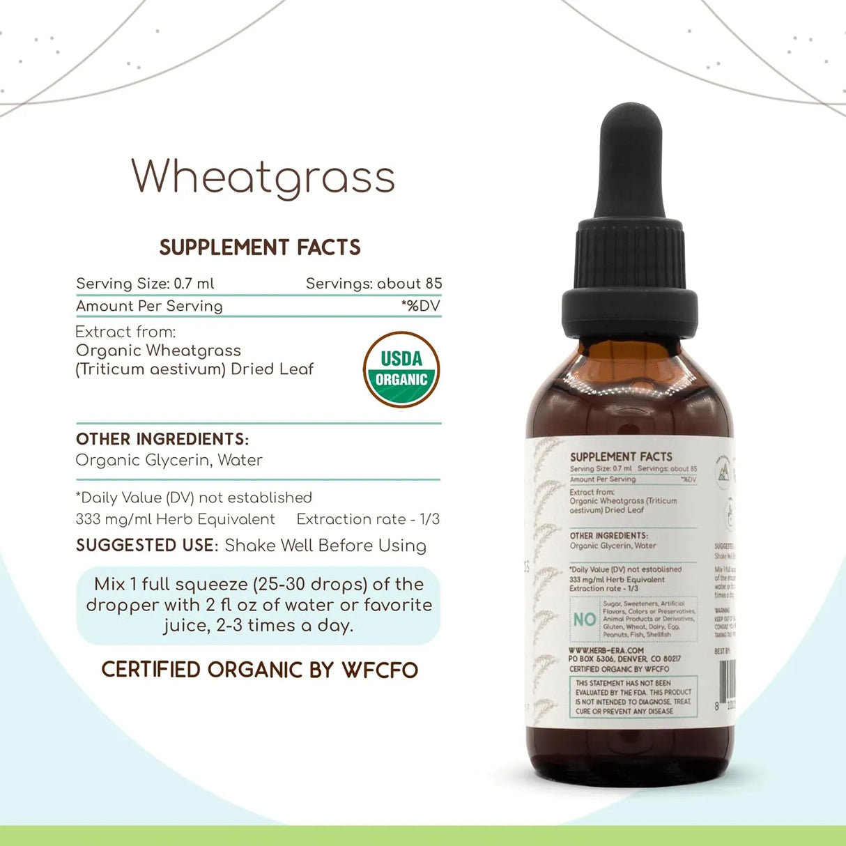 HERBERA - HerbEra Wheatgrass B60 USDA Organic Tincture 2 Fl.Oz. - The Red Vitamin MX - Suplementos Alimenticios - {{ shop.shopifyCountryName }}