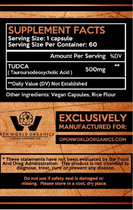OPEN WORLD ORGANICS - Open World Organics TUDCA 500Mg. 60 Capsulas - The Red Vitamin MX - Suplementos Alimenticios - {{ shop.shopifyCountryName }}