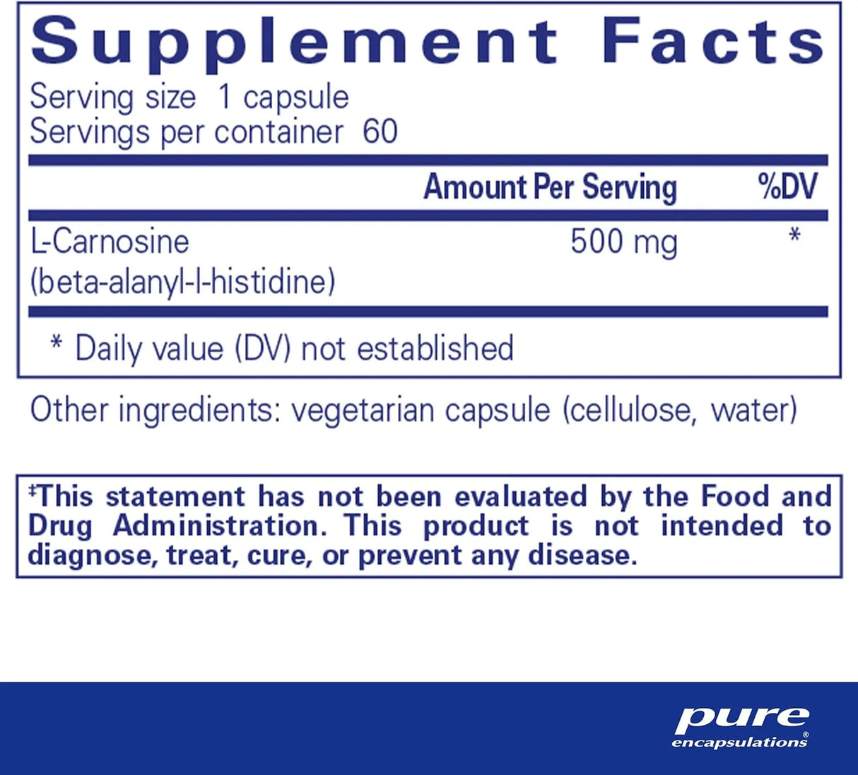 PURE ENCAPSULATIONS - Pure Encapsulations L-Carnosine 60 Capsulas - The Red Vitamin MX - Suplementos Alimenticios - {{ shop.shopifyCountryName }}