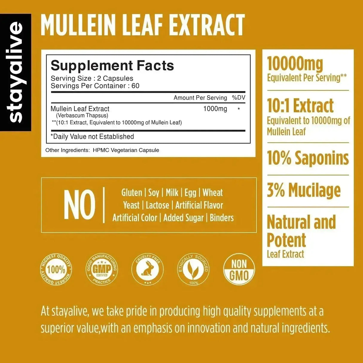 STAYALIVE - StayAlive Mullein Leaf 10,000Mg. 120 Capsulas - The Red Vitamin MX - Suplementos Alimenticios - {{ shop.shopifyCountryName }}