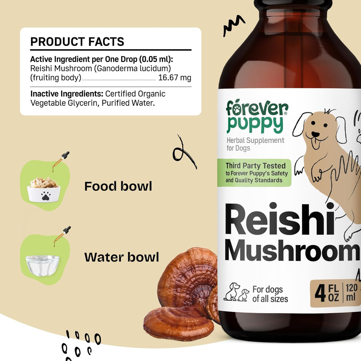 FOREVER PUPPY - Forever Puppy Red Reishi Mushroom Tincture for Dogs 4 Fl.Oz. - The Red Vitamin MX - Suplementos Herbales Para Perros - {{ shop.shopifyCountryName }}