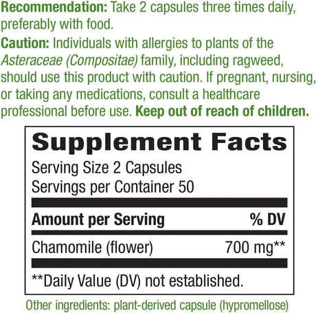 NATURE'S WAY - Nature's Way Chamomile Flower 700Mg. 100 Capsulas - The Red Vitamin MX - Suplementos Alimenticios - {{ shop.shopifyCountryName }}
