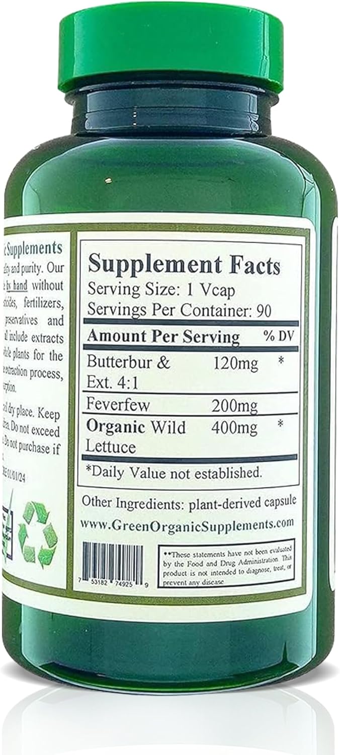 Green Organic Supplements Butterbur 90 Capsulas
