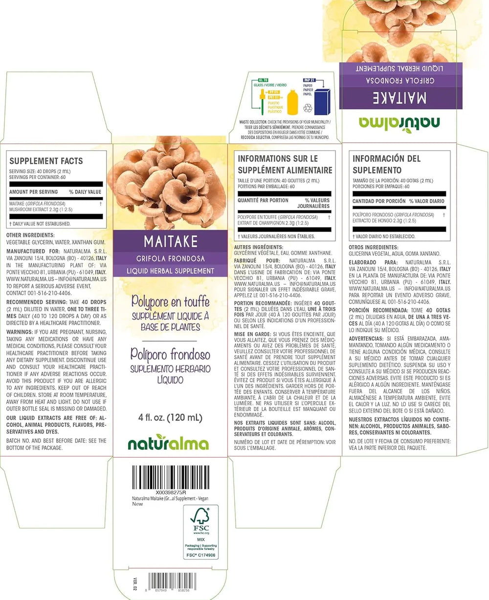 NATURALMA - Naturalma Maitake Fungus or Mushroom Alcohol-Free Tincture 4 Fl.Oz. - The Red Vitamin MX - Suplementos Alimenticios - {{ shop.shopifyCountryName }}