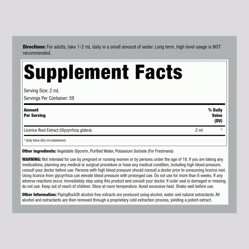 PIPING ROCK - Piping Rock Licorice Root Extract Tincture 4 Fl.Oz. - The Red Vitamin MX - Suplementos Alimenticios - {{ shop.shopifyCountryName }}