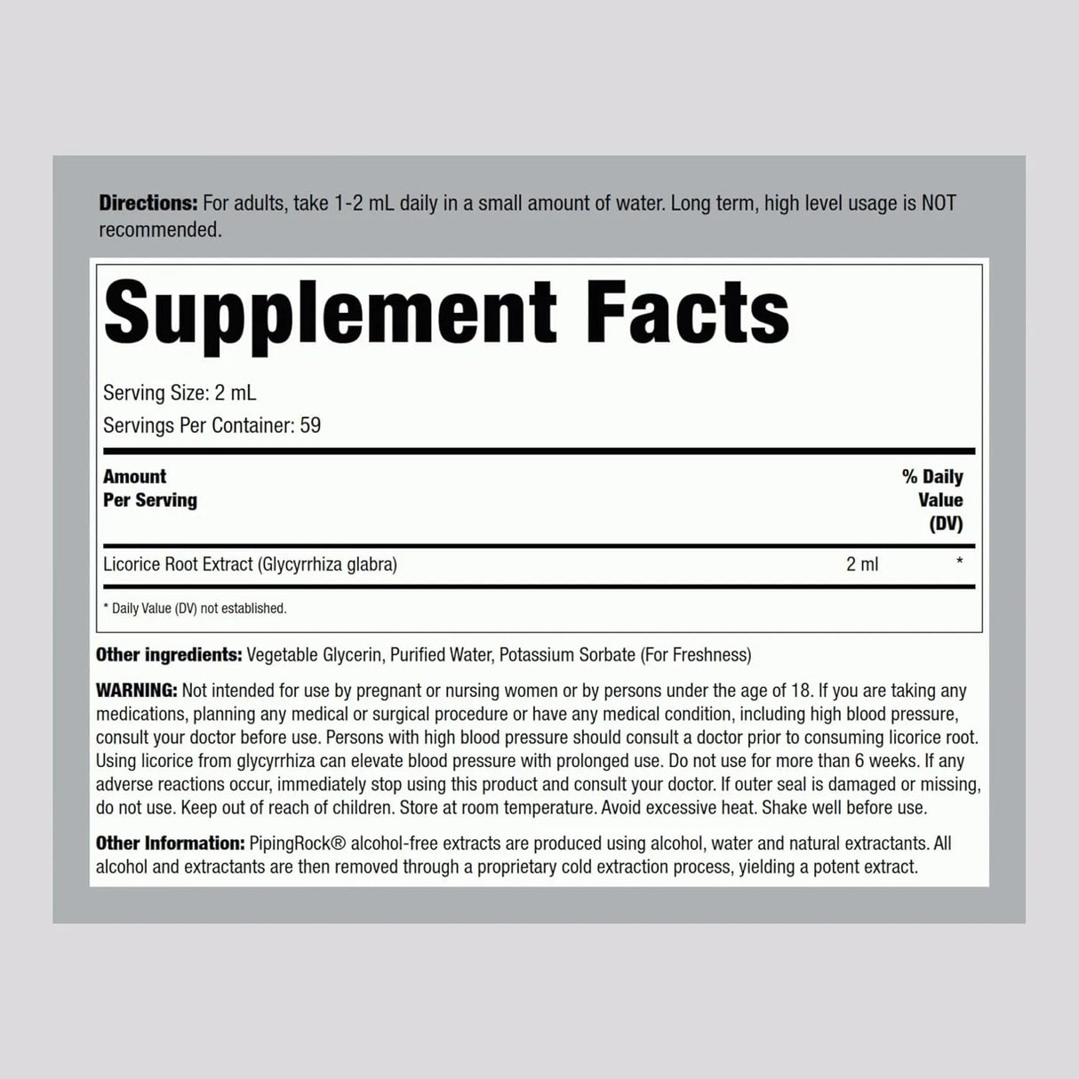 PIPING ROCK - Piping Rock Licorice Root Extract Tincture 4 Fl.Oz. - The Red Vitamin MX - Suplementos Alimenticios - {{ shop.shopifyCountryName }}